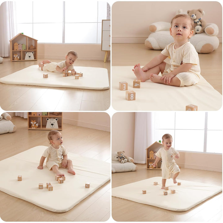 Spielmatte Baby 120x120x3cm, –Extra Dicke & Abdichtung & super weiche Bodenmatte aus veganem Leder s
