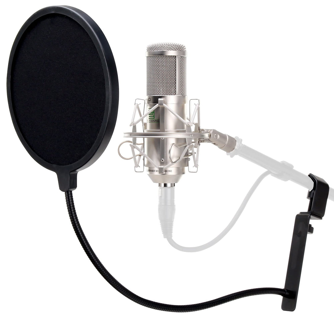 Pronomic CM-100S Studio Grossmembranmikrofon XLR-Kondensatormikrofon inkl. Popkiller Set (mit Mikrof