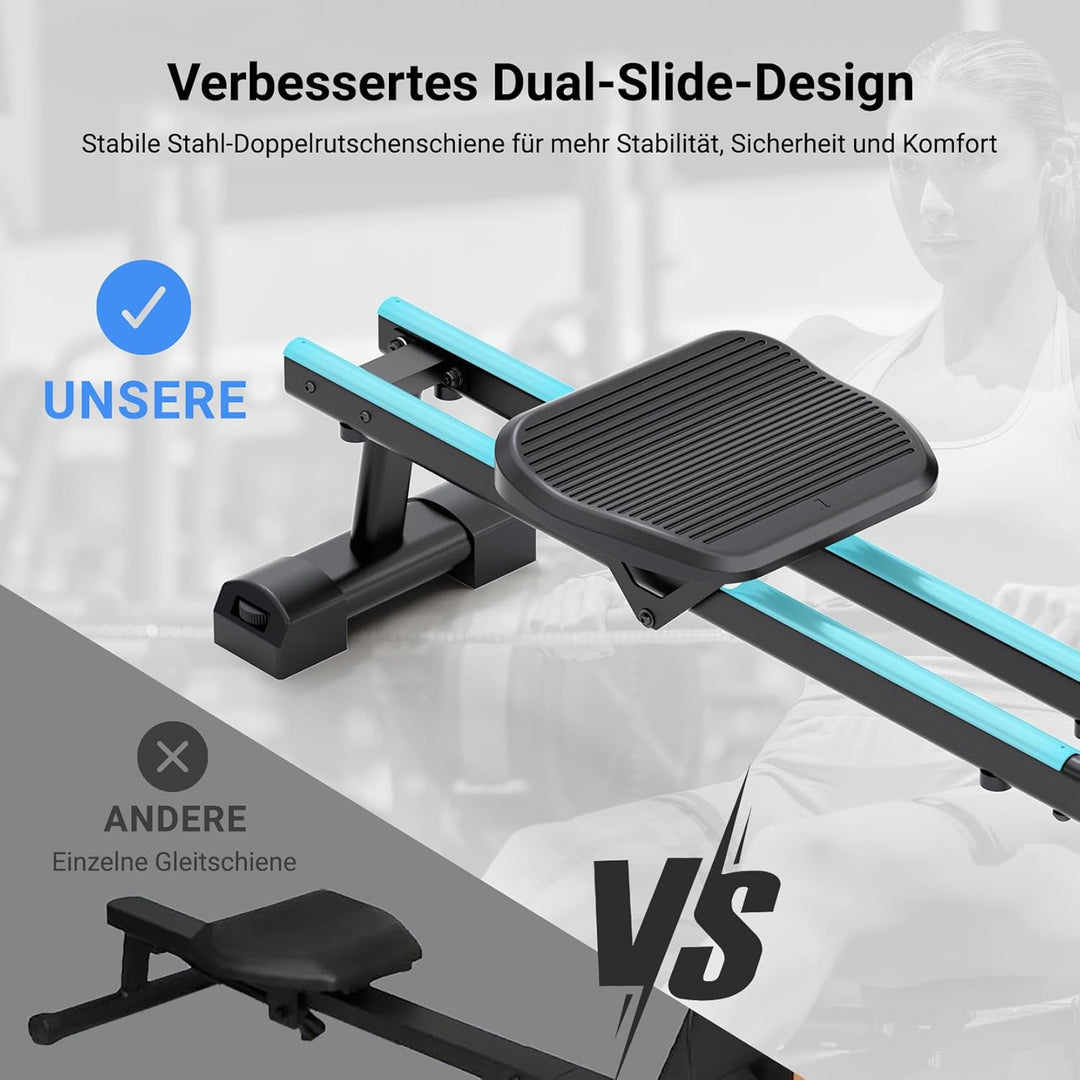 Dripex Rudergerät für Zuhause, Rudergeräte bis 160 kg Belastbar, Magnetisches Rudergerät mit 16 Wide