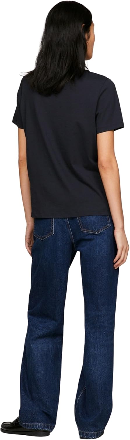 Tommy Hilfiger Damen T-Shirt Kurzarm Logo Rundhalsausschnitt XS Blue (Desert Sky), XS Blue (Desert S