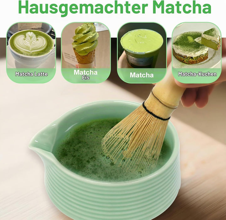 Matcha set,6 Stück Matcha Tee Set mit Matcha Besen,Matcha Filtersieb,Matcha-Schale, Chasen und Match