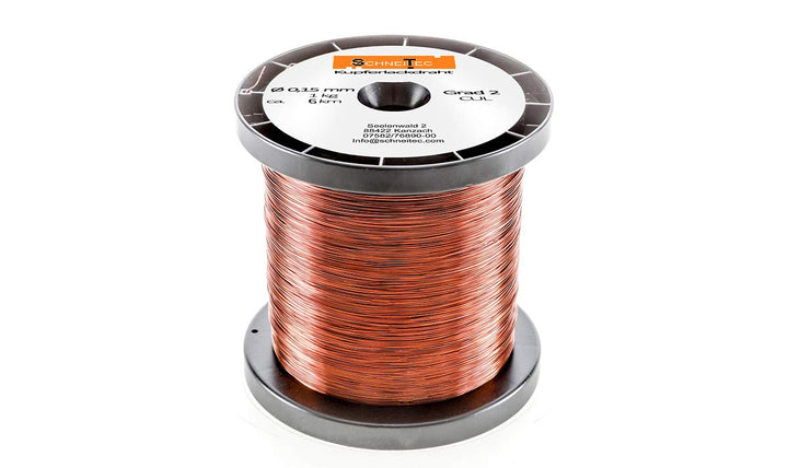 Kupferlackdraht W210 Ø 0,15 mm 1 kg, ca. 6000m - CU Lackdraht Grad 2 CUL Kupferdraht Gewicht 1 Kilog