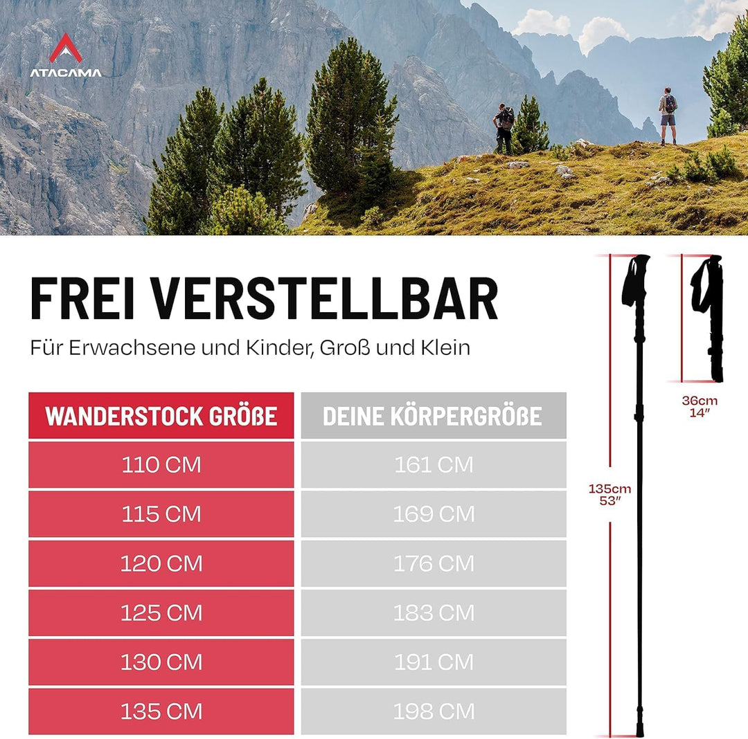 ATACAMA Nordic Walking Stöcke Damen und Herren Wanderstöcke Faltbar &amp; Wanderstöcke Teleskop aus Carb
