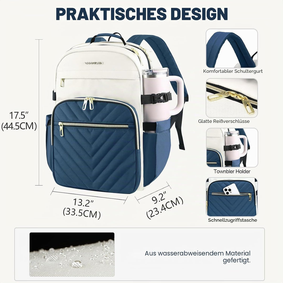VANKEAN Laptop-Rucksack für Damen, 17.3 inch Beige-haze-blau 17.3", Beige-haze-blau 17.3"