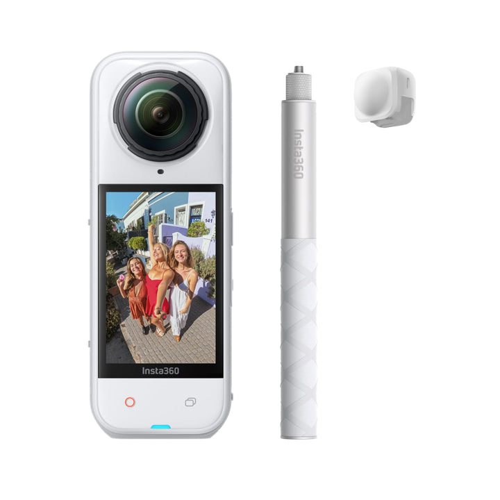 Insta360 X5 Auf Geht's-Bundle Satinweiss - wasserdichte 8K 360°-Kamera, Führend bei wenig Licht, Uns
