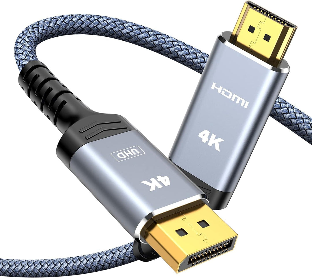 Highwings 4K DisplayPort auf HDMI Kabel 4.5M, DP für HDMI Verbindungskabel Unidirektionaler Nylon Ge