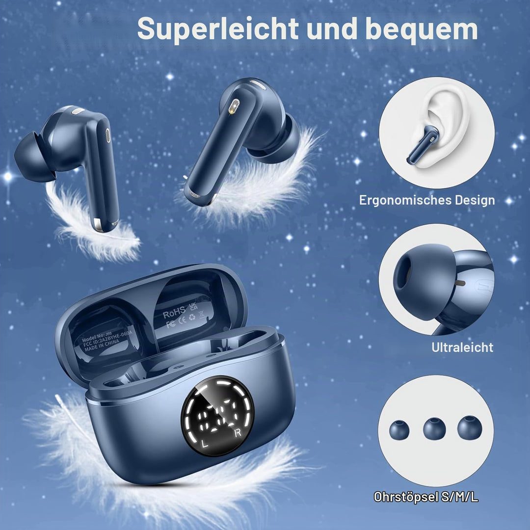 Bluetooth 5.4 Kopfhörer, 2026 Kopfhörer Kabellos Bluetooth 5.4, 50Std Tiefer Bass HiFi-Stereo, 4 ENC