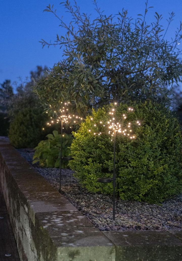 Star Trading 481-91 LED-Solar-Dekoration "Firework", 2er Pack schwarz, je 45 warmwhite LED, ca. 25x6