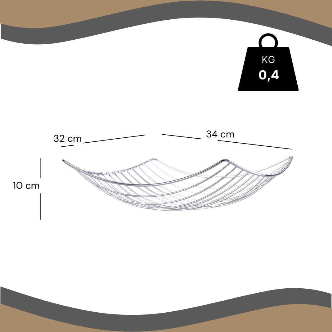 DESIGN FRÜCHTEKORB "PLATEAU" | 34 cm, Metall, silber | Früchtekorb, Deko Schale
