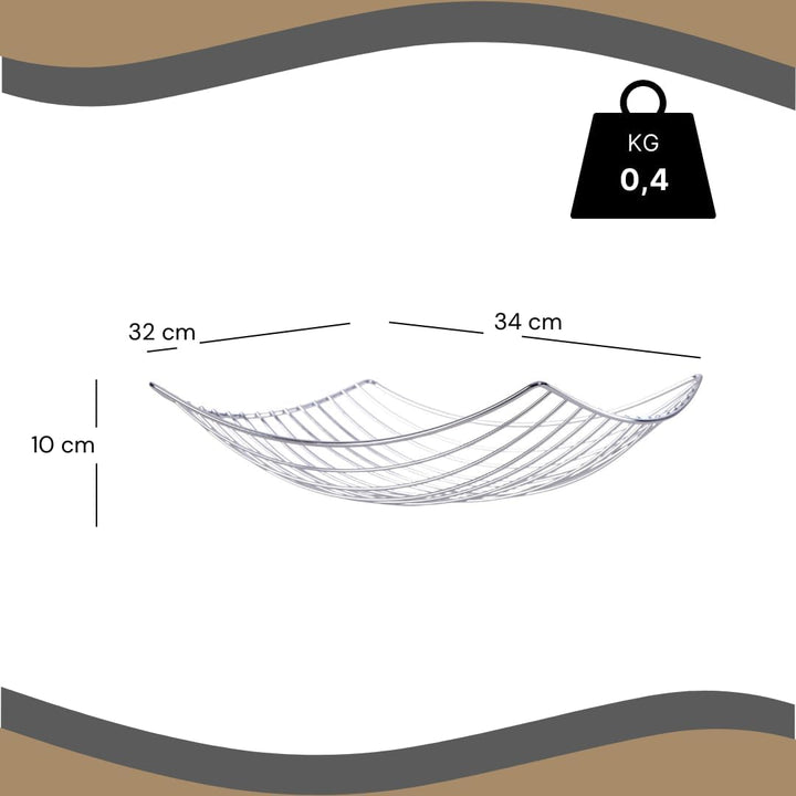 DESIGN FRÜCHTEKORB "PLATEAU" | 34 cm, Metall, silber | Früchtekorb, Deko Schale