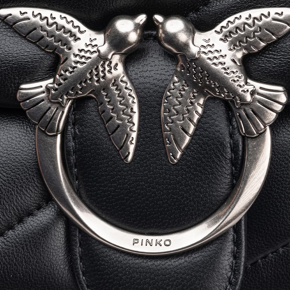 Pinko Damen Love Mini Puff Cl Sheep Nappa Tasche Z99o_black-old Silver, Z99o_black-old Silver