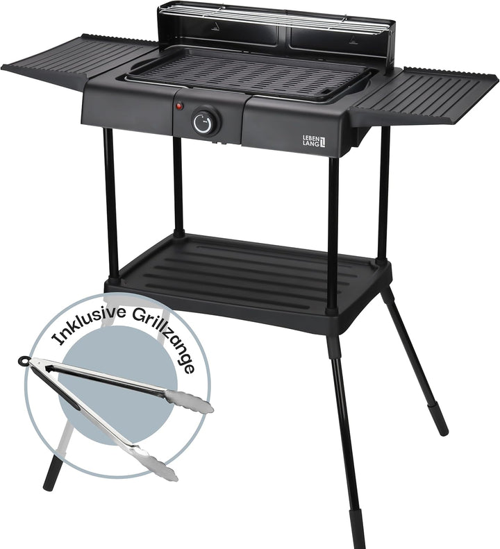 LEBENLANG 2in1 Elektrogrill Tischgrill elektrisch - Inkl. Standfuss & Grillzange I Elektro Grill für