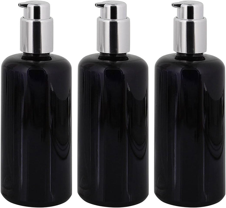 Violettglas Mironglas Gel-Spender Flasche Silber Lotionspender Kosmetex Glas-Flasche, Miron Flakon,