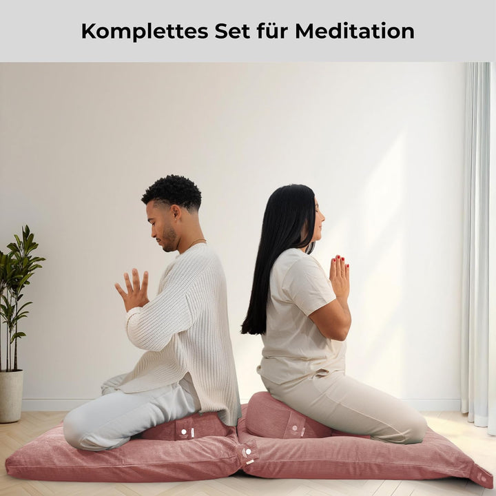 INNER PEACE Meditationskissen Set Cord XL Premium | Rundes Meditationskissen & Zabuton Meditationsma
