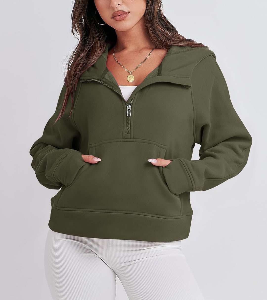 Timuspo Hoodie Damen Sweatjacke Kapuzenjacke mit Fleecet-Innenfutter Basic Zip Up Hoodie Pullover Wi
