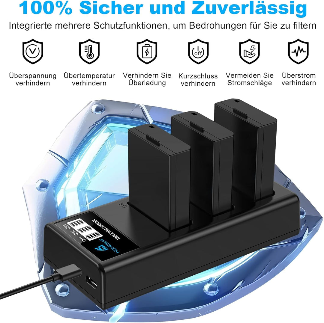 Homesuit LP-E10 Akku 1600 mAh und lp-e10 Ladegerät für Canon EOS 1100D, EOS 1200D, EOS 1300D, EOS 20