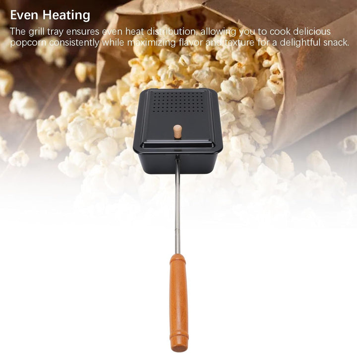 ciciglow Lagerfeuer Popcorn Popper, Popcorn Grill Tablett mit Holzgriff, Tragbare Eisenhandbuch Popc