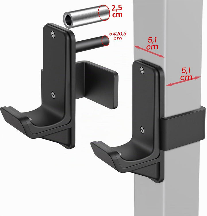 Kipika J-Haken für Power Rack – Unterseite verstärkte Stahlhaken mit Gummiauflage – 2 Stück B: für 5