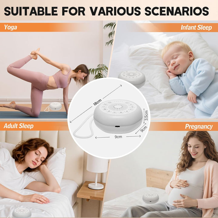 White Noise Machine für Babys, Geräuschmaschine mit 27 Beruhigenden Geräuschen, Nachtlicht und Timer