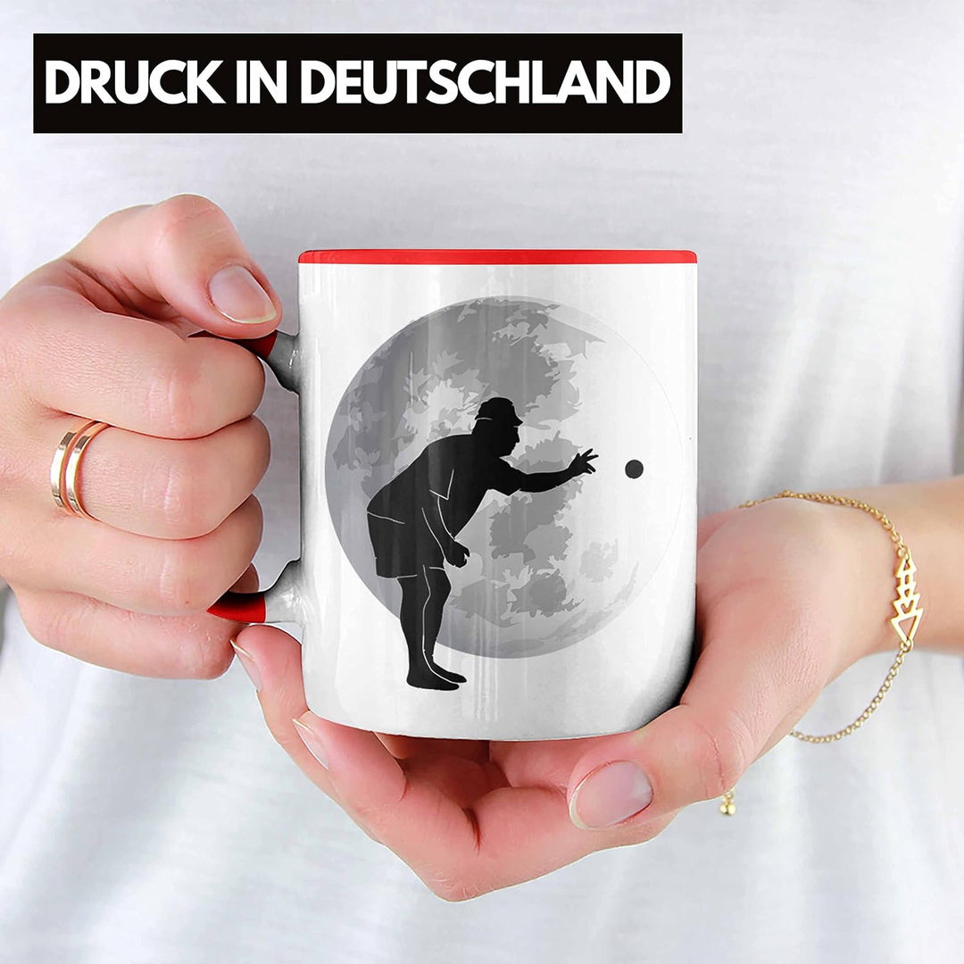 Trendation - Boule Tasse Geschenk Boule-Spieler Geschenkidee Grafik Mond Boule (Rot), Rot