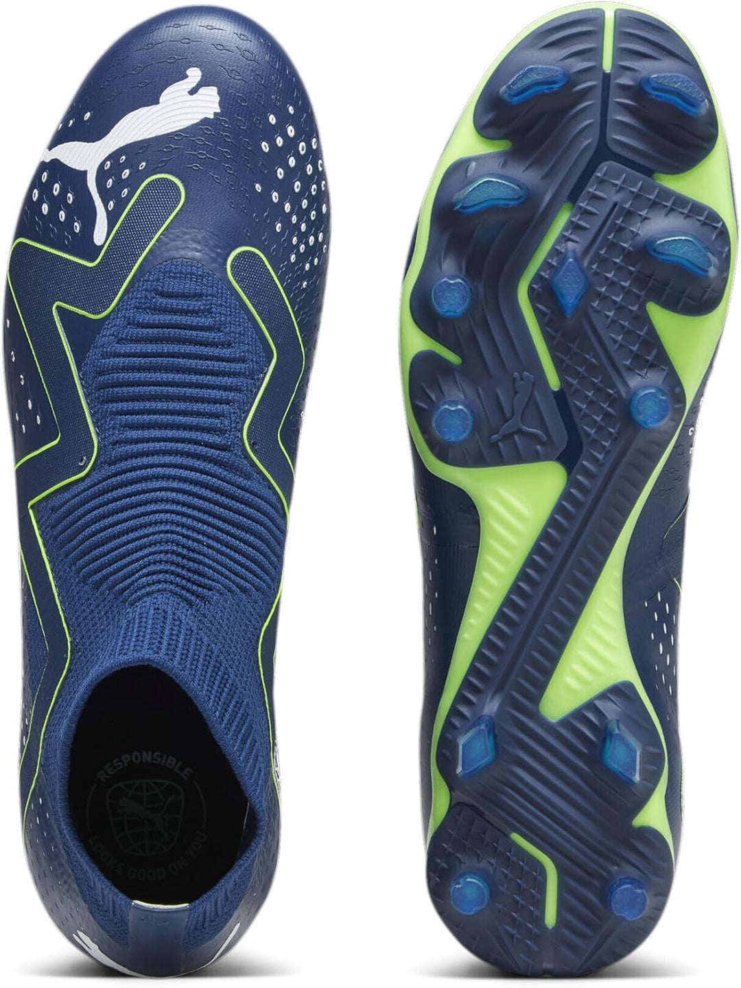 PUMA Herren Future Match+ Ll Fg/Ag Fussballschuh, 43 EU Persisches Blau Puma Wei&#xDF; Pro Gr&#xFC;n