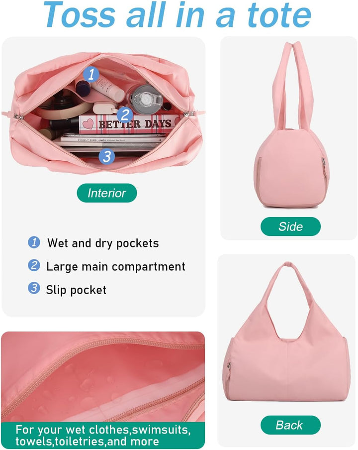 Sporttasche Damen Reisetasche Handgepäck mit Schuhfach & Nassfach Trainingstasche kleine Gym Tasche