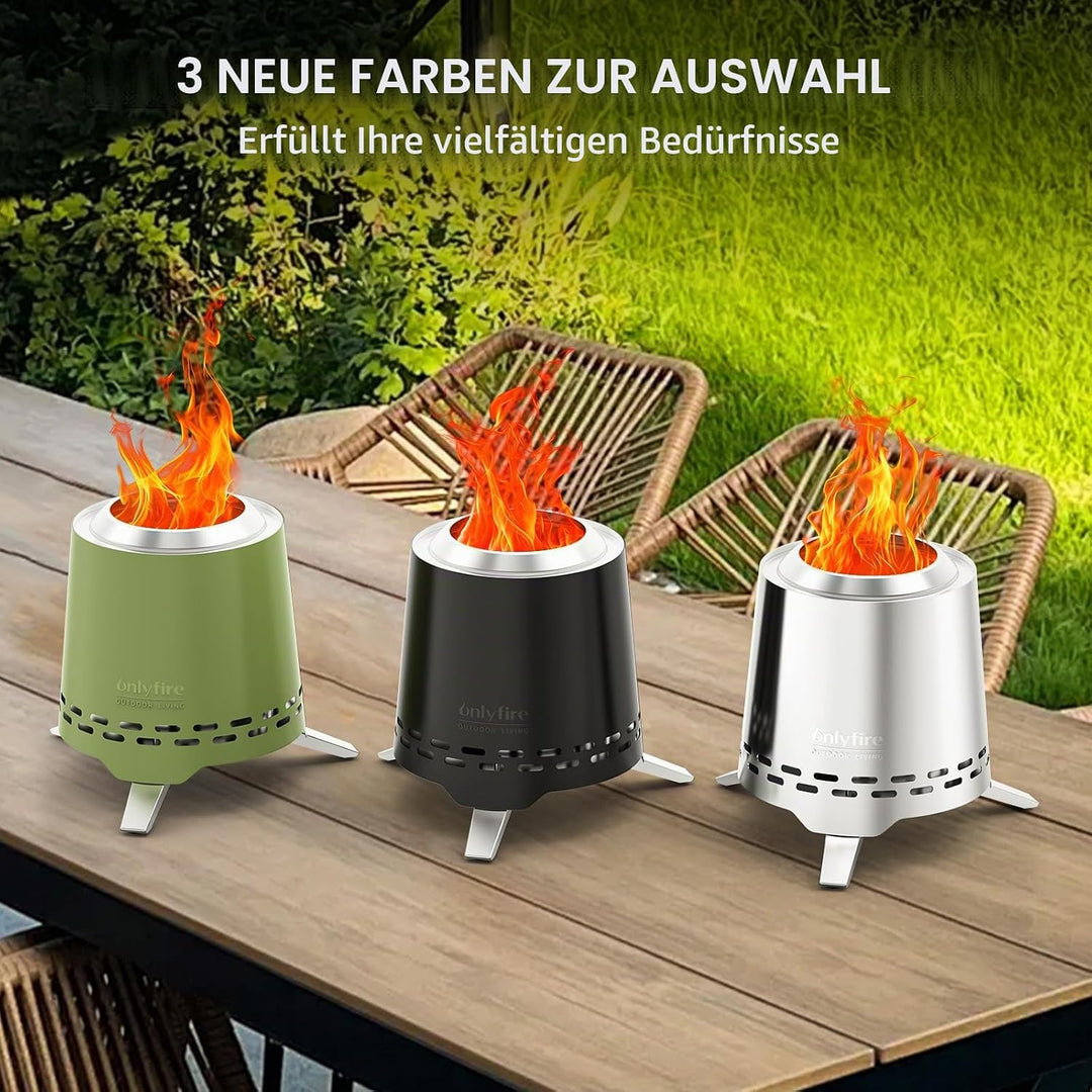 Onlyfire Mini Feuerschale Outdoor 16,5CM, Raucharmer Tischfeuer für den Garten, Tischkamin für Pelle