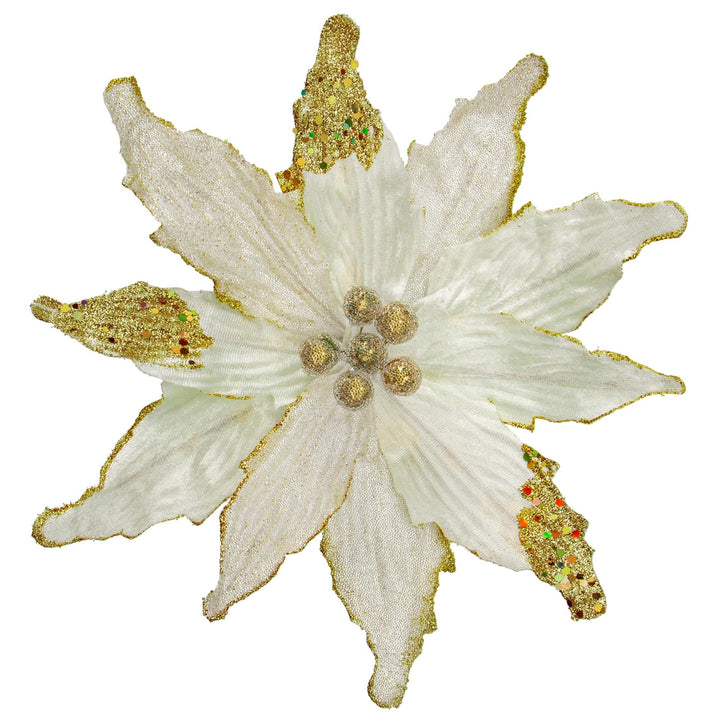 Briful 4 Stücke Weihnachtsstern Christbaumschmuck Kunstblumen Weihnachtsblumen Glitter Poinsettia Ku