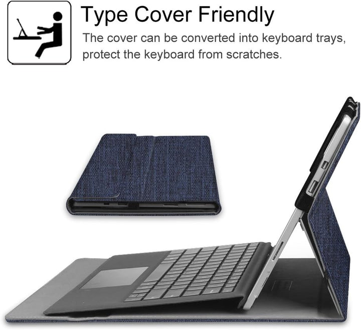 FINTIE Hülle für Microsoft Surface Pro 7+/ 7/6/ 5/4/ 3 Tablet 12.3 Zoll - Multi-Sichtwinkel Hochwert