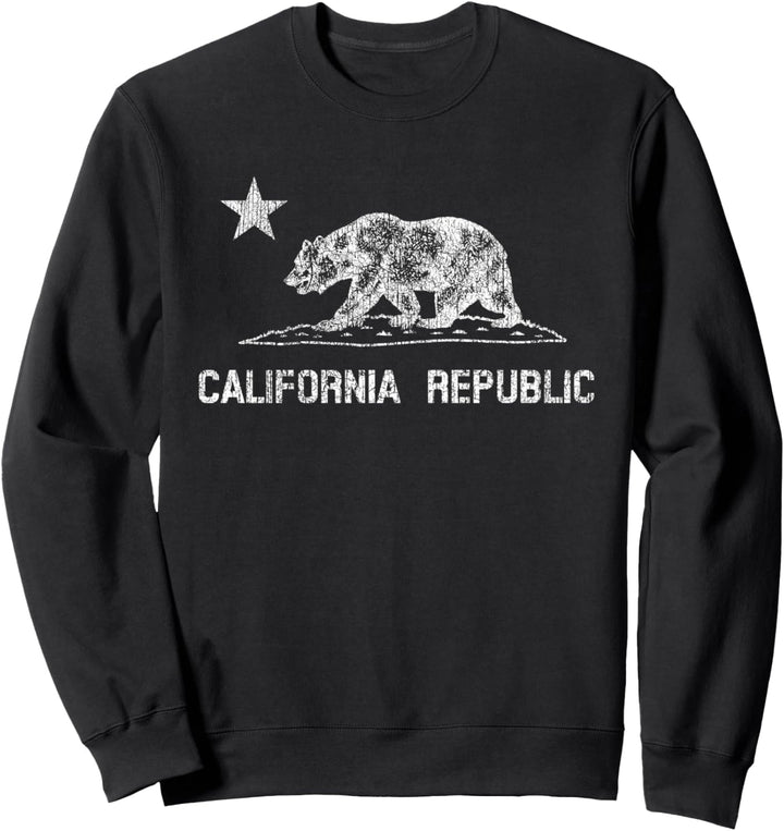 Kalifornien Republik Flagge Distressed Bär Sweatshirt