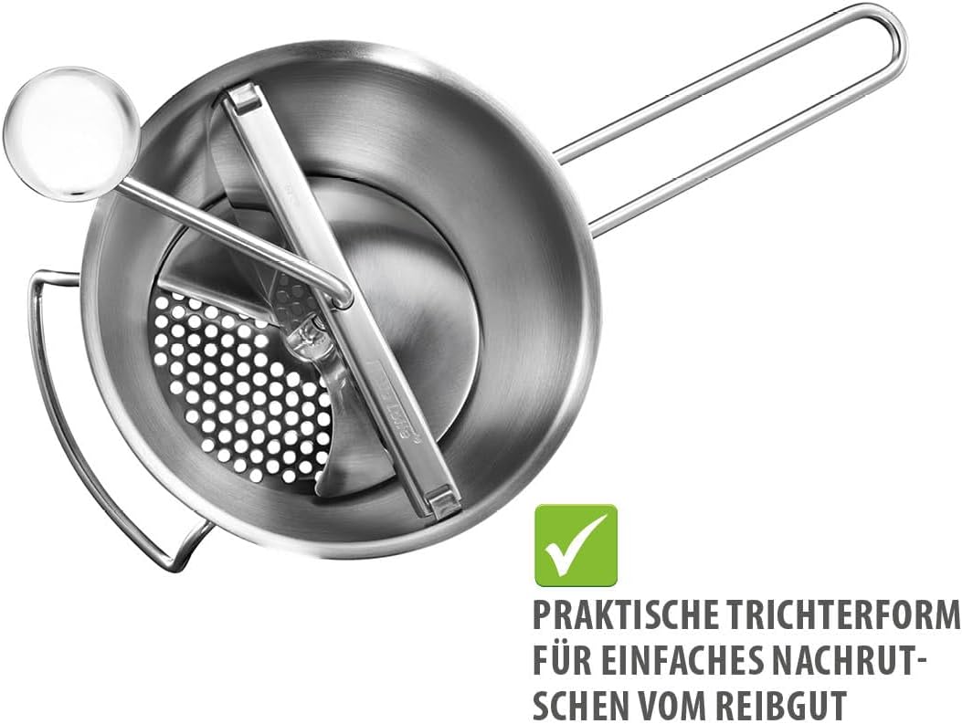 GEFU Passiermühle Original FLOTTE LOTTE Edelstahl | 3 Lochscheiben 1/3/8 mm | Passiergerät für Tomat