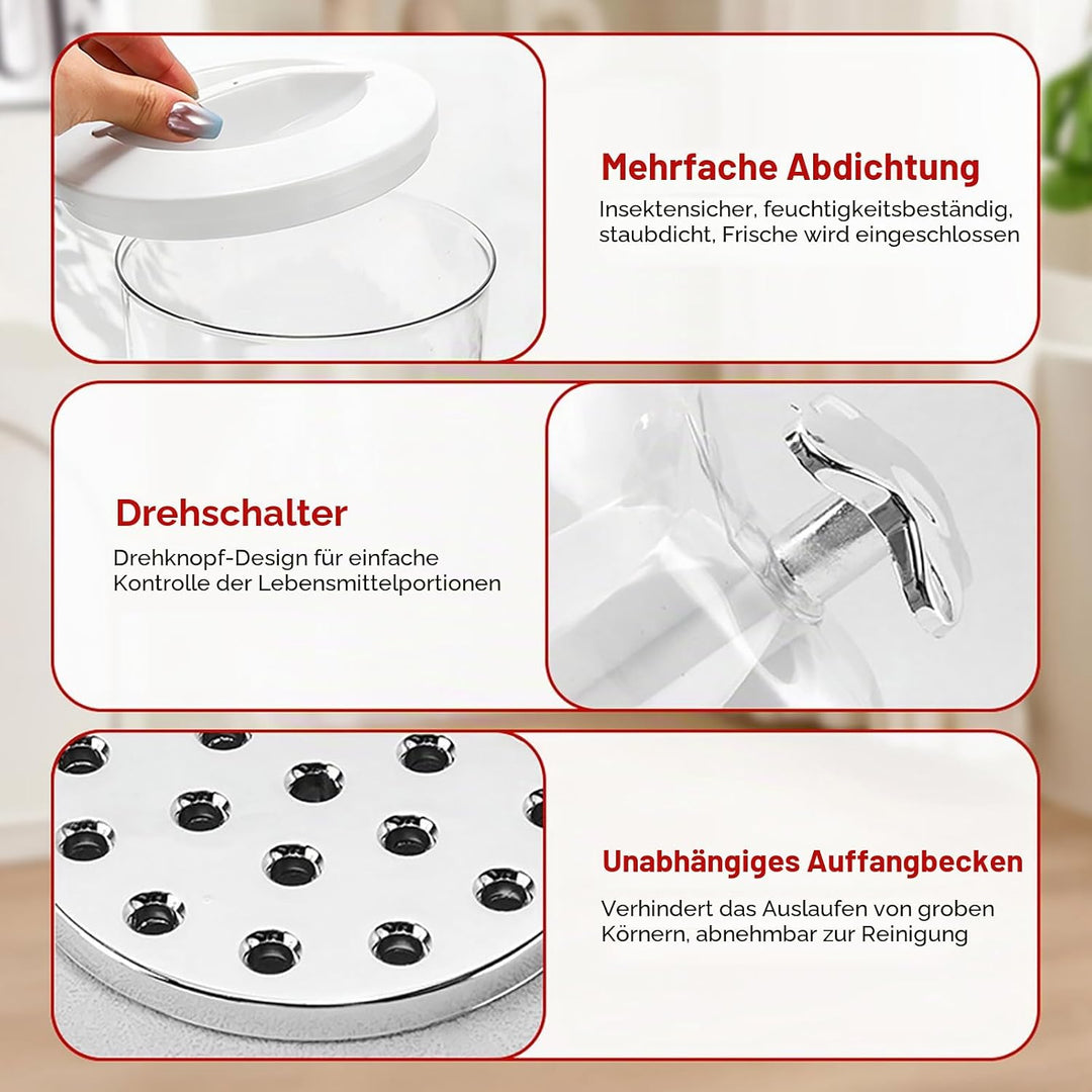 LUPATDY 3er Pack Müslispender 2L, Aufbewahrungsbox Küche Organizer mit Deckel, Cereal Dispenser für