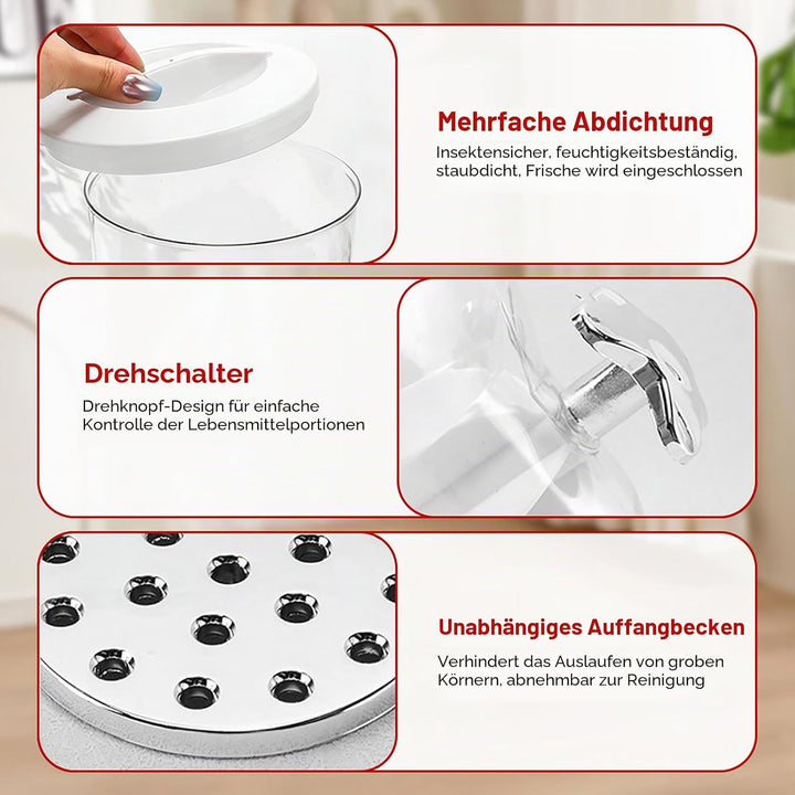 LUPATDY 3er Pack Müslispender 2L, Aufbewahrungsbox Küche Organizer mit Deckel, Cereal Dispenser für