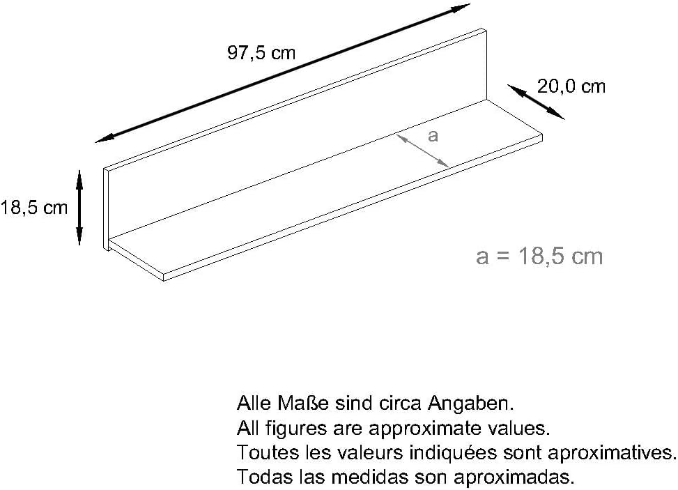 Vladon Wandregal Skadu, Schweberegal mit praktischer Ablage, Avola-Anthrazit (97,5 x 18,5 x 18,5 cm)