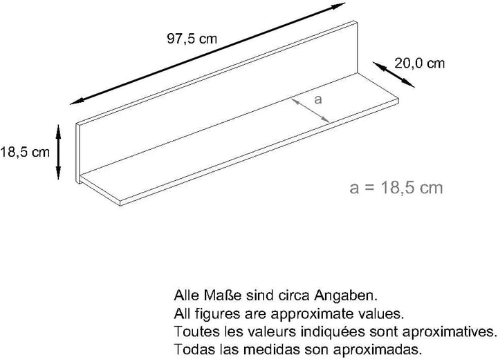Vladon Wandregal Skadu, Schweberegal mit praktischer Ablage, Avola-Anthrazit (97,5 x 18,5 x 18,5 cm)