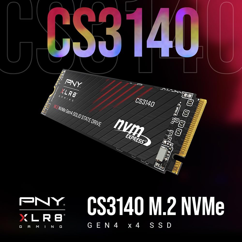 PNY XLR8 CS3140 M.2 NVMe Gen4 x4 Internal Solid State Drive (SSD) 1TB, Lesegeschwindigkeit bis zu 75