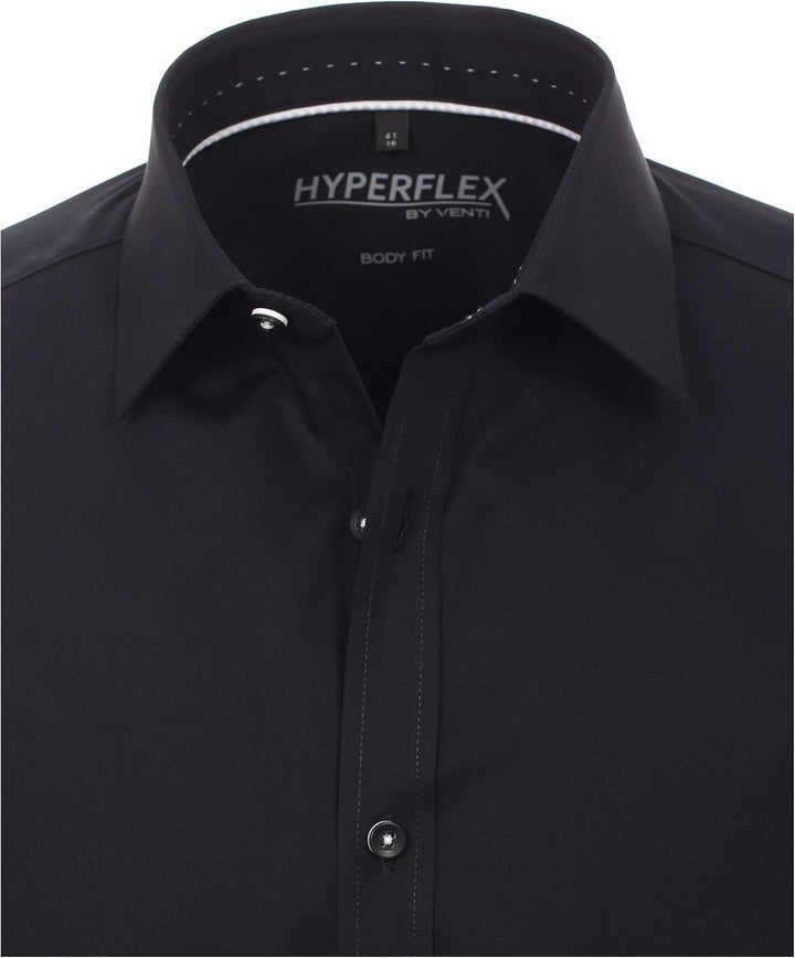 Venti Herren Chambray Hemd uninah Body Fit 38 Schwarz (Schwarz 800), 38 Schwarz (Schwarz 800)