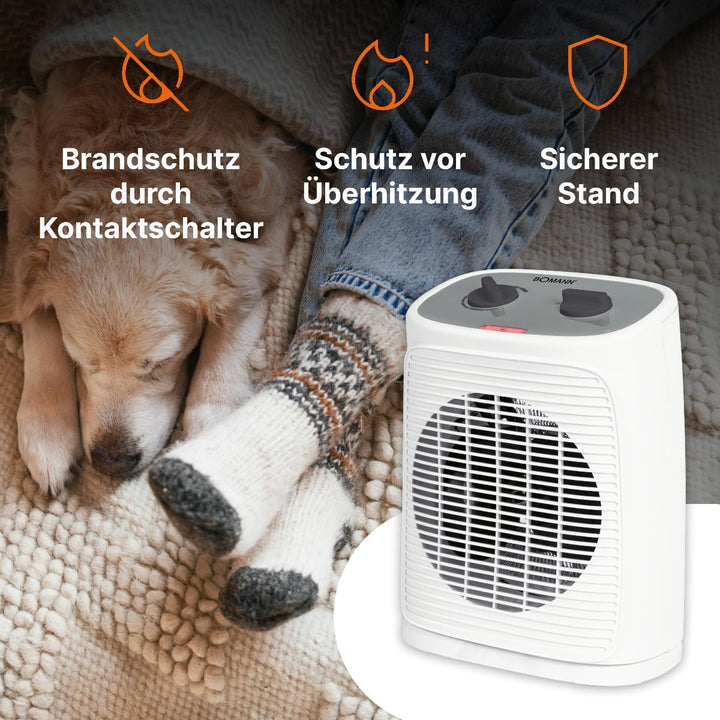 Bomann® Heizlüfter inkl. Ventilatorfunktion | elektrische Heizung mit stufenlosem regelbarem Thermos