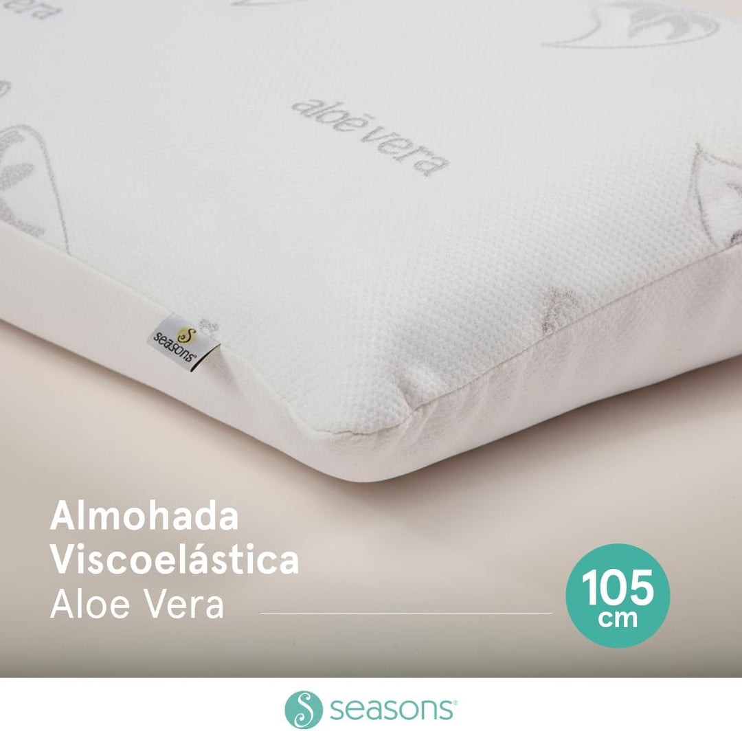 SEASONS Camapolis Viskoelastische Kissen mit Aloe-Vera-Gewebe mit Silberfaden und Doppelbezug
