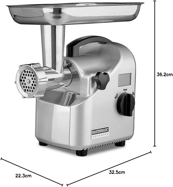 GASTROBACK #41409 Design Fleischwolf Advanced, Profi-Motor (Induktion/350 Watt), Digitalanzeige, Ede