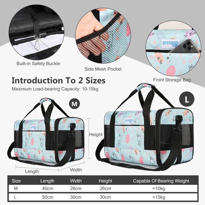 PETCUTE Transporttasche für Katzen und Hunde,Faltbar Hundetransportbox Katzentransportbox mit Schult