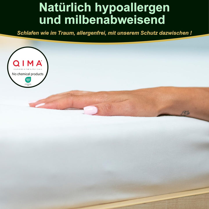 2 Stück Matratzenschoner 140 x 190/200 cm - wasserdicht leise - atmungsaktiv - 100 % Bambus - Höhe 3