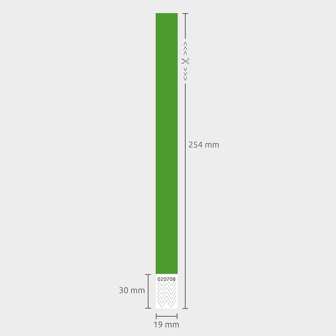 linie zwo ®, 1000 Stück Einlassbänder/Securebänder Tyvek ® 19 x 254 mm, Grasgrün, Grasgrün