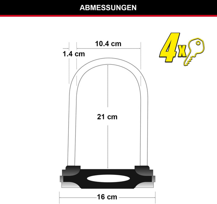 MASTER LOCK Bügelschloss [Schlüsselschloss] [mit Halterung] [Zertifiziertes Fahrrad Schloss] 8279EUR