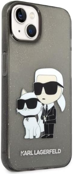Karl Lagerfeld KLHCP14MHNKCTGK Hülle für iPhone 14 Plus 6,7" Schwarz hardcase Gliter Karl&Choupette