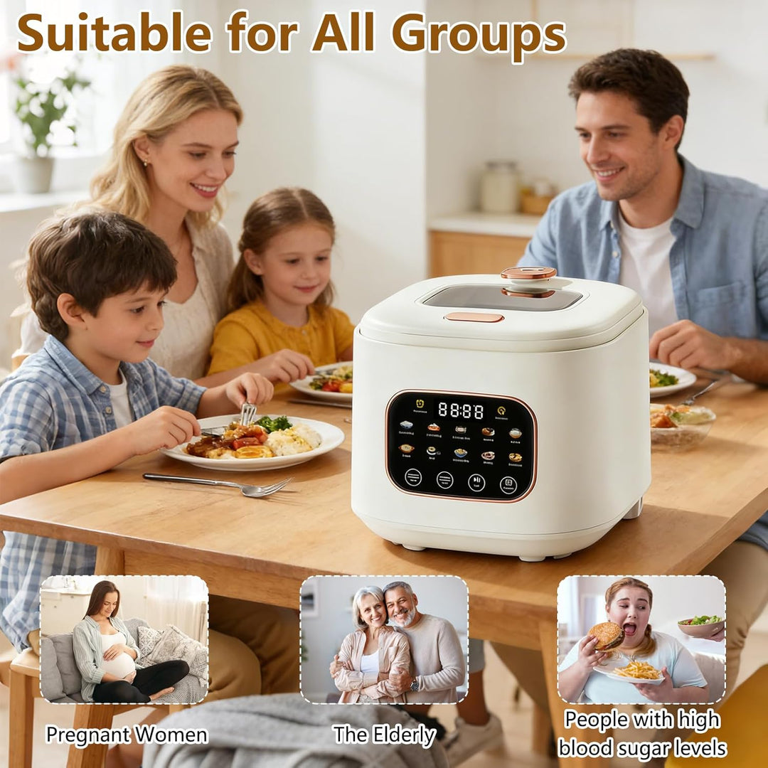 3L Reiskocher Low Sugar für 3-5 Personen, Reiskochers Reishunger mit Dampfgarer und 10 Funktionen, L