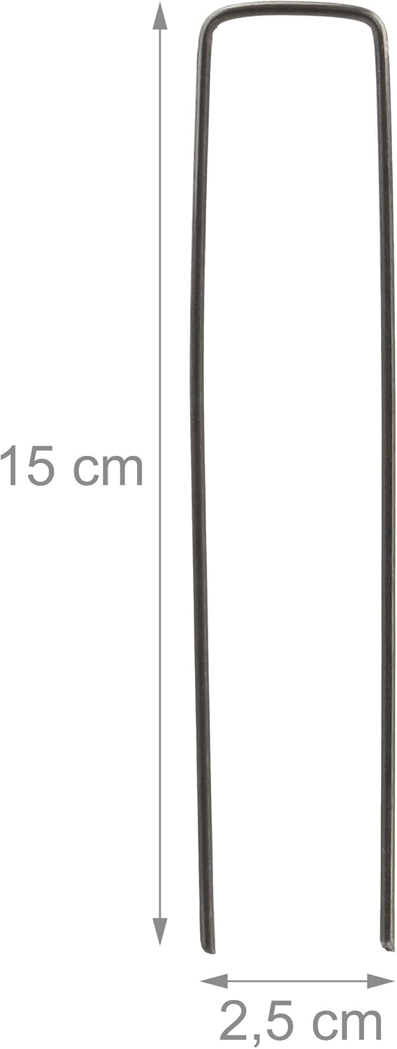 Relaxdays 500er Set Bodenanker, Angeschrägte Enden, Zum Einschlagen, Unkrautvlies, 15 cm lang, 2 mm