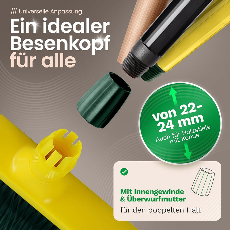Novaliv Krallenbesen Set 40 cm Kunststoff mit Stiel Schneebesen Kratzbesen Rasenbesen Besen für drau