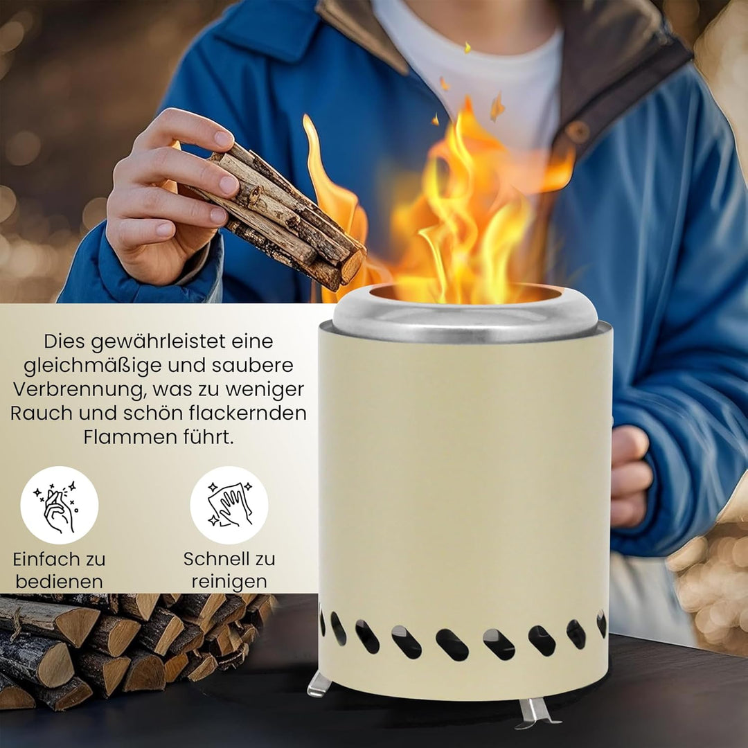 Tischfeuerstelle mit Ständer, Mini-Feuerstelle aus Edelstahl, Deko für Garten,Terrasse und Balkon,Fü