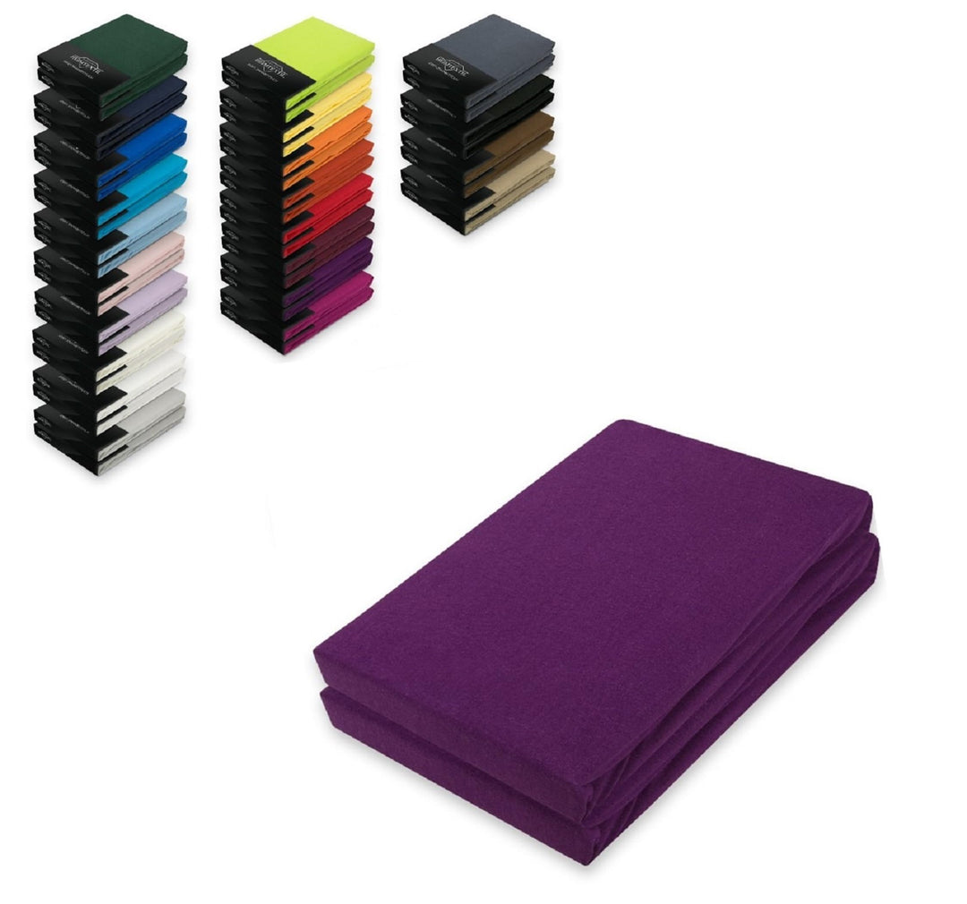 EXKLUSIV HEIMTEXTIL Jersey Spannbettlaken Doppelpack Rundumgummizug 200 x 220 cm Lila Lila 200 x 220